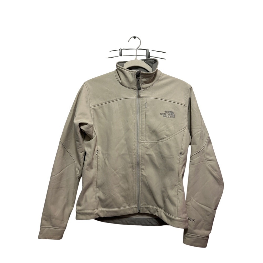 The North Face Apex Women Small Cream Gray Softshell Jacket Full Zip Hiking Coat